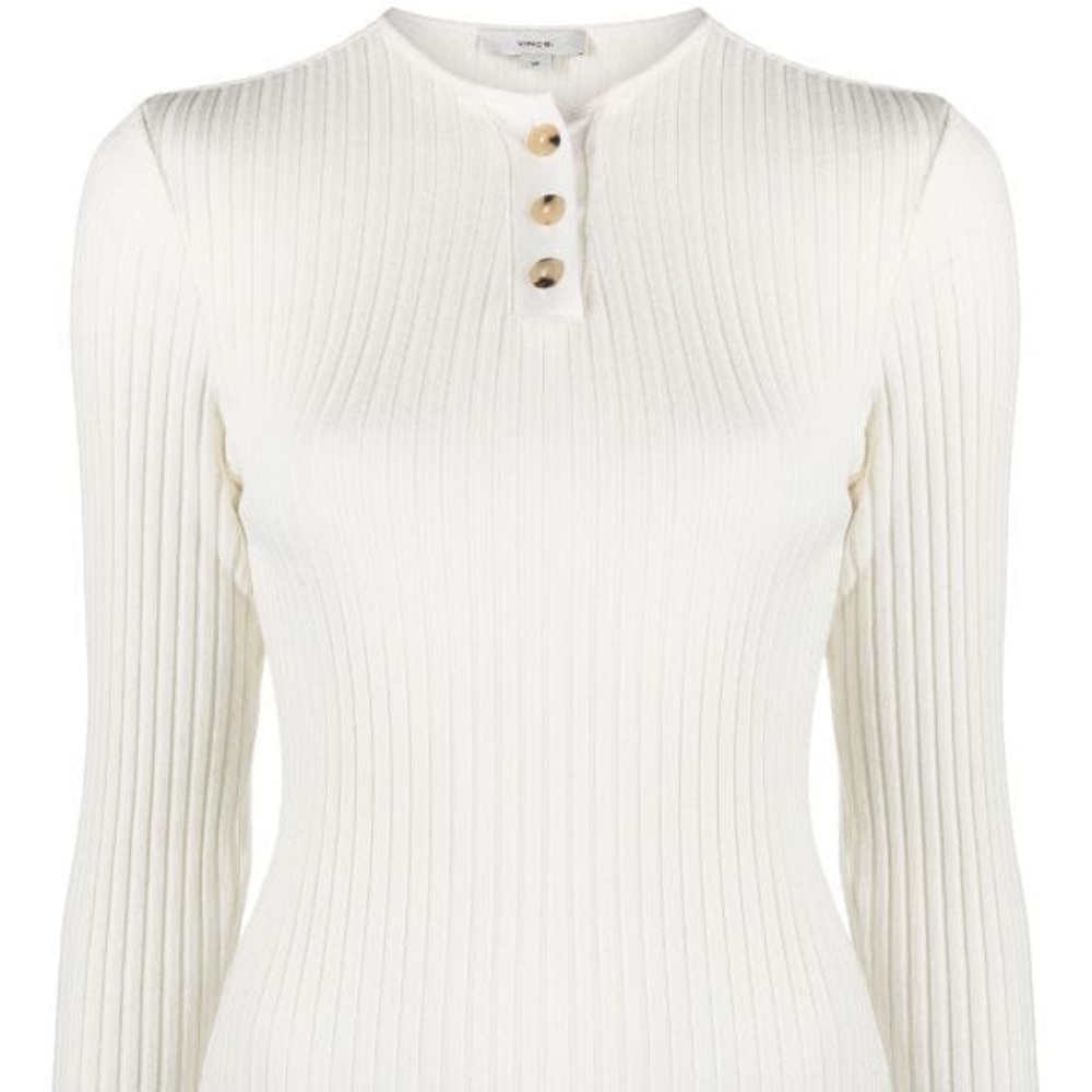 Vince Henley-neck ribbed Henley top